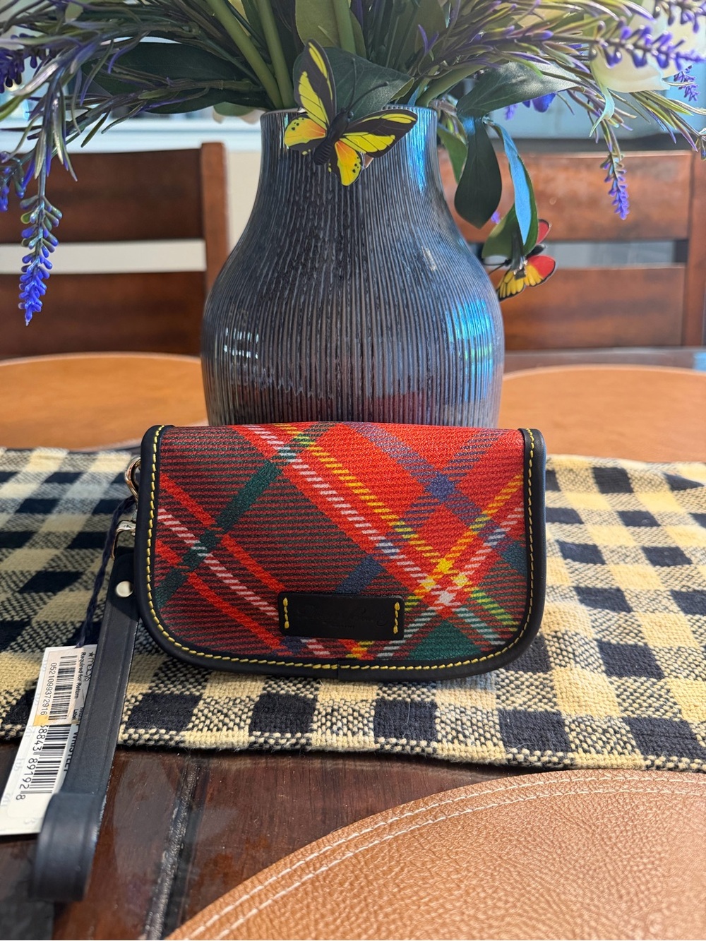 Dooney & Bourke Red Tartan Small Wristlet NWT - Picture 2 of 10